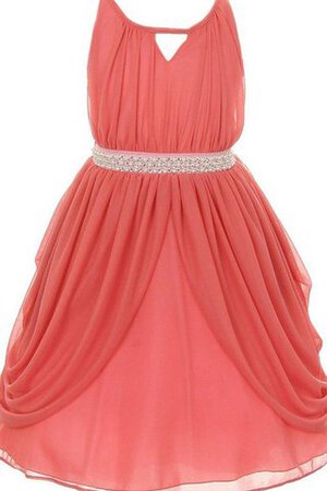 Robe de cortège enfant plissé encolure ronde fendu latérale en tulle a-ligne - Photo 1