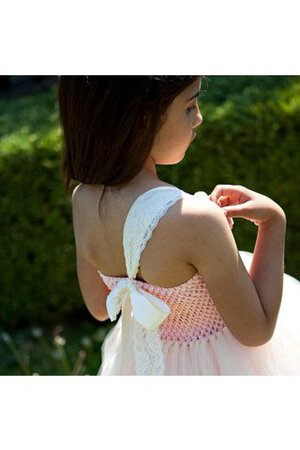 Abito da Cerimonia Bambini con Piega con Fusciacca Ball Gown con Perline con Fiore A Terra - Foto 3