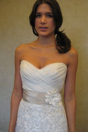 Abito da Sposa con Criss-cross Senza Maniche con Increspato con Fiocco Naturale con Nastro - Foto 3