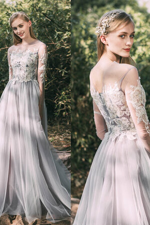 Robe de mariée attrayant textile en tulle jusqu'au sol moderne longue - Photo 3