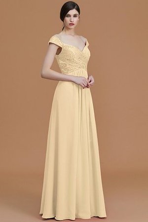 Robe demoiselle d'honneur naturel en chiffon de princesse de col en v a-ligne - Photo 12