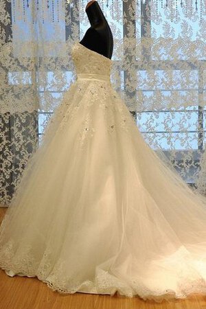 Abito da Sposa A Terra in Tulle Allacciato con Perline Cuore con Applique - Foto 2