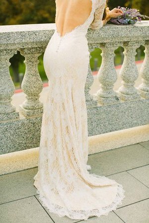 Vestido de Novia de Corte Sirena de La mitad de manga de Escote redondo - Foto 8