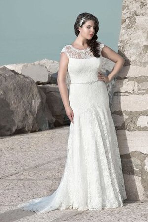 Modesto Vestido de Novia en Encaje de Escote redondo de Plisado de Cola Barriba - Foto 1