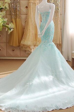 Robe de mariée de col en cœur manche nulle avec perle de sirène appliques - Photo 3