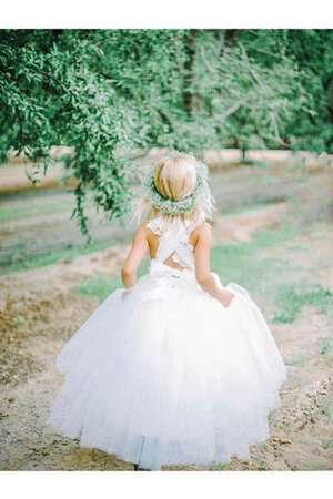 Robe de cortège enfant jusqu'au sol en tulle avec fleurs entrecroisé de princesse - Photo 5