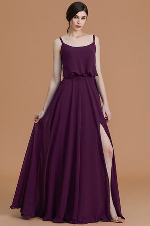 Normale Taille A-Linie Bodenlanges Brautjungfernkleid aus Chiffon mit Rüschen - Bild 7