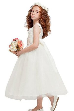 Abito da Cerimonia Bambini A-Line con Fiocco Cerniera Senza Maniche con Applique in Tulle - Foto 4