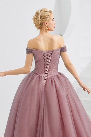 A Linie Einzigartig Ärmelloses Ballkleid aus Tüll aus Satin - Bild 5