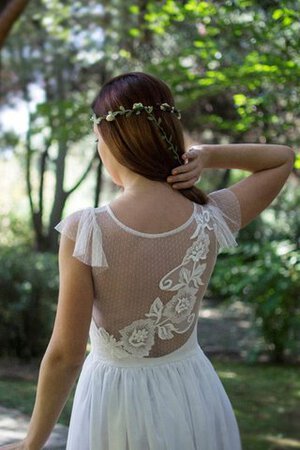 Vestido de Novia en Encaje de Barco de Apliques de Hasta el suelo de Plisado - Foto 4