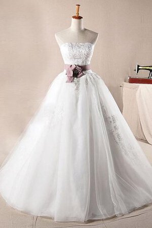 Abito da Sposa A Terra con Applique Fuori dalla spalla monospalla Lungo in Organza - Foto 1