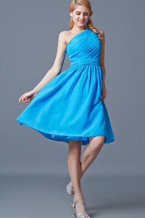 Robe fête de la rentrée femme branché avec zip ruché d'épaule asymétrique a-ligne - Photo 3