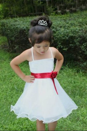 Prinzessin Ärmelloses Mini Blumenmädchenkleid mit Spaghettiträger aus Organza - Bild 2