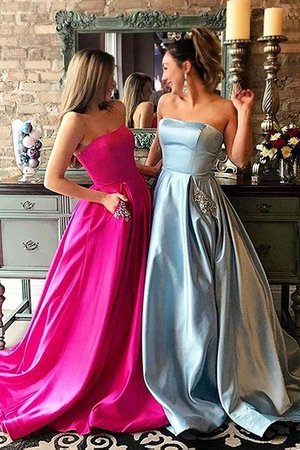 Trägerlos Perlenbesetztes Süß Ballkleid ohne Ärmeln aus Satin - Bild 4