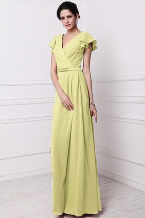 Robe demoiselle d'honneur plissé longue en chiffon avec fronce en forme - Photo 7