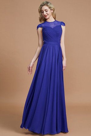 Normale Taille A-Linie Chiffon Kurze Ärmeln Brautjungfernkleid mit Schaufel Ausschnitt - Bild 30