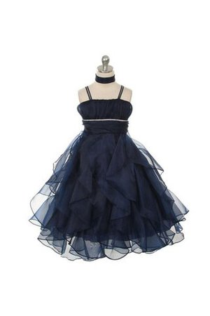 Robe de cortège enfant bretelles spaghetti ligne a en organza de lotus manche nulle - Photo 1