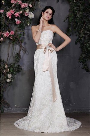 Robe de mariée longue cordon de bustier de traîne moyenne avec sans manches - Photo 1