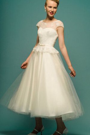 Robe de mariée luxueux classique encolure ronde textile en tulle decoration en fleur - Photo 1