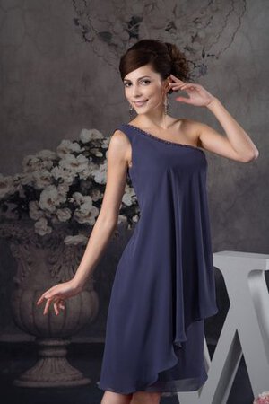 Perlenbesetztes Chiffon drapiertes Ein Schulter knielanges Cocktailkleid - Bild 7