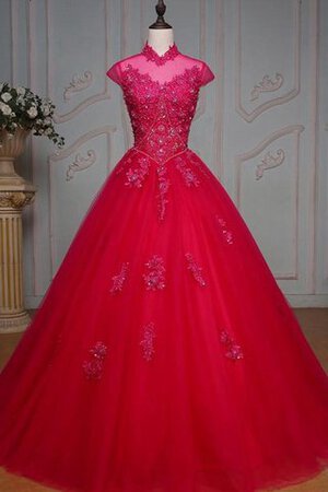 Tüll Perlenbesetztes Spitze Quinceanera Kleid mit Bordüre mit Jacke - Bild 1