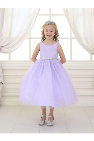 Abito da Cerimonia Bambini in Tulle con Perline Tondo con Increspature con Piega Naturale - Foto 2