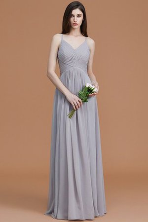 Robe demoiselle d'honneur naturel de princesse ruché avec chiffon avec sans manches - Photo 33