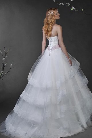 Robe de mariée naturel de mode de bal avec gradins avec nœud à boucles avec lacets - Photo 2