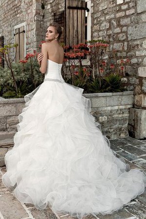 Abito da Sposa Ball Gown in Organza con Perline Romantico con Increspature A-Line - Foto 2