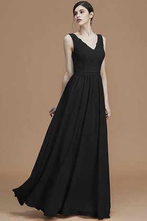 Robe demoiselle d'honneur en chiffon avec sans manches de lotus v encolure a-ligne - Photo 8