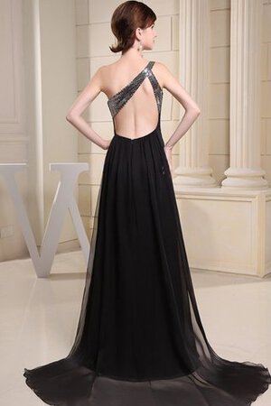 Robe de soirée simple long avec perle avec cristal d'épaule asymétrique - Photo 5