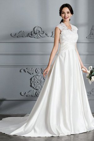 Abito da Sposa Elegante Senza Maniche in Raso Ball Gown V-Scollo - Foto 2