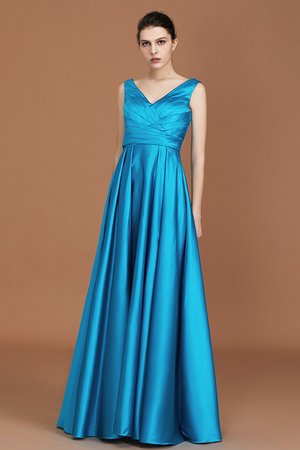 Prinzessin Unverwechselbar Satin Ärmelloses A-Linie Brautjungfernkleid - Bild 6