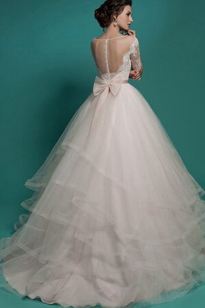 Robe de mariée facile luxueux avec manche 1/2 ceinture en étoffe col u profond - Photo 2