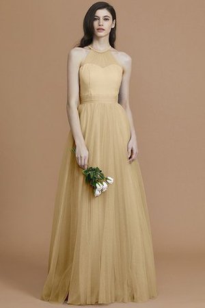Nackenband Prinzessin Bodenlanges Brautjungfernkleid ohne Ärmeln mit Rüschen - Bild 18