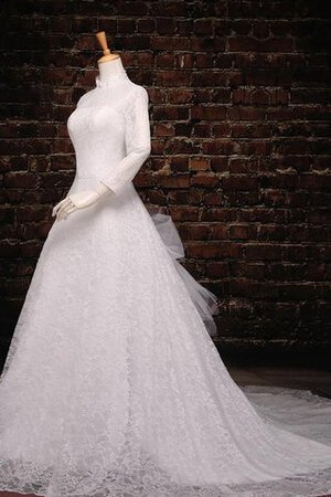 Abito da Sposa Fuori dalla spalla Sotto Ginocchio in Tulle con Maniche Lunghe A-Line in pizzo - Foto 3