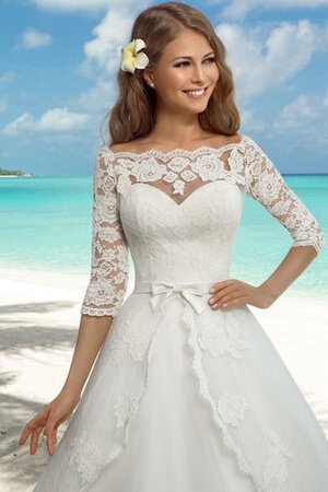 Abito da Sposa A-Line in Organza Orlo Removibile con Applique Senza Maniche Naturale - Foto 3