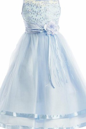 Abito da Cerimonia Bambini A Terra con Fiore in Tulle A-Line con Fiocco con Ricamo - Foto 1