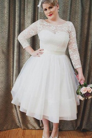 Robe de mariée plissage romantique ligne a avec manche 3/4 avec ruban - Photo 1