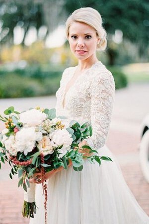 Clasico Vestido de Novia en Tul de Mangas Illusion de Plisado - Foto 2