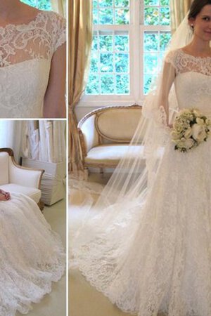 Abito da Sposa Principessa Tondo in pizzo A-Line Ball Gown con Nastro - Foto 3