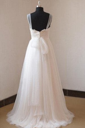 Robe de mariée naturel avec décoration dentelle a-ligne en tulle avec zip - Photo 3