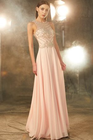 Robe de soirée naturel en chiffon de princesse encolure ronde ligne a - Photo 1