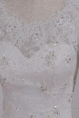 Robe de mariée sage avec zip de col en cœur avec manche longue textile en tulle - Photo 4