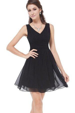 Ärmelloses gerüschtes A-Linie Chiffon schlichtes mini Jugendweihekleid - Bild 1