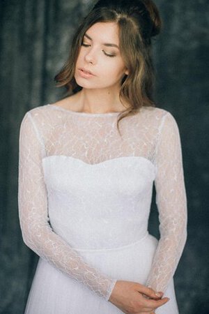 A-Linie Tüll romantisches konservatives Brautkleid mit Plissierungen mit Gürtel - Bild 5