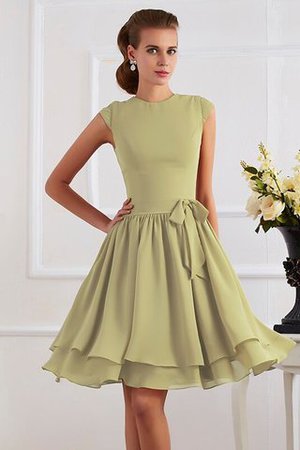 Hoher Kragen Ärmelloses Chiffon Brautjungfernkleid mit Gürtel mit Schleife - Bild 7