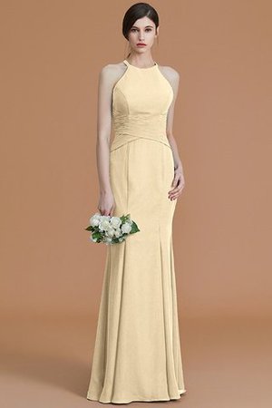 Robe demoiselle d'honneur naturel avec sans manches en chiffon ruché de sirène - Photo 11