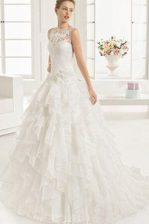 Robe de mariée derniere tendance en tulle a-ligne avec gaze de traîne courte - Photo 1