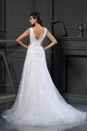 Abito da Sposa Senza Maniche A-Line V-Scollo Elegante Lunghi - Foto 2